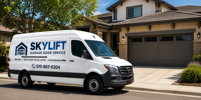 SkyLift branded Sprinter van at a job